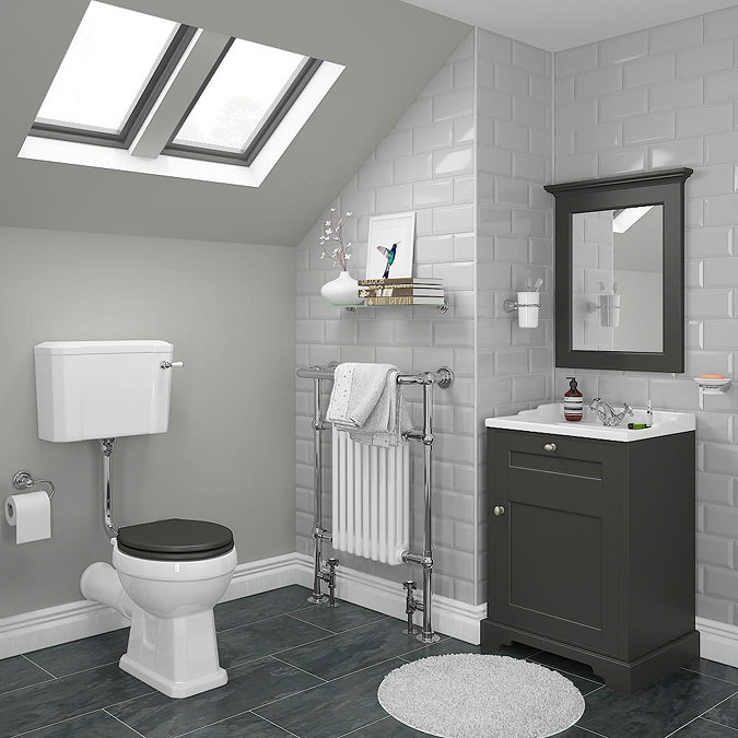 Old London Traditional Vanity Unit (600mm Wide - Charcoal) In Bathroom Large Image