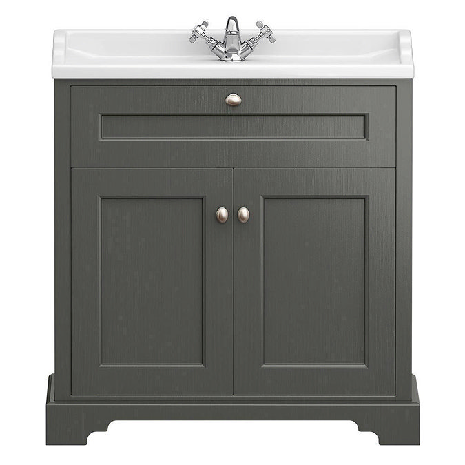Old London Traditional Vanity Unit (800mm Wide - Charcoal)  In Bathroom Large Image