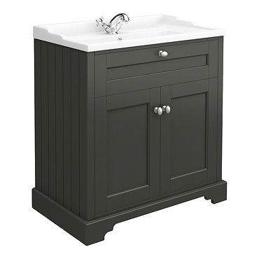 Downton Abbey Traditional Vanity Unit (800mm Wide - Charcoal)  Feature Large Image