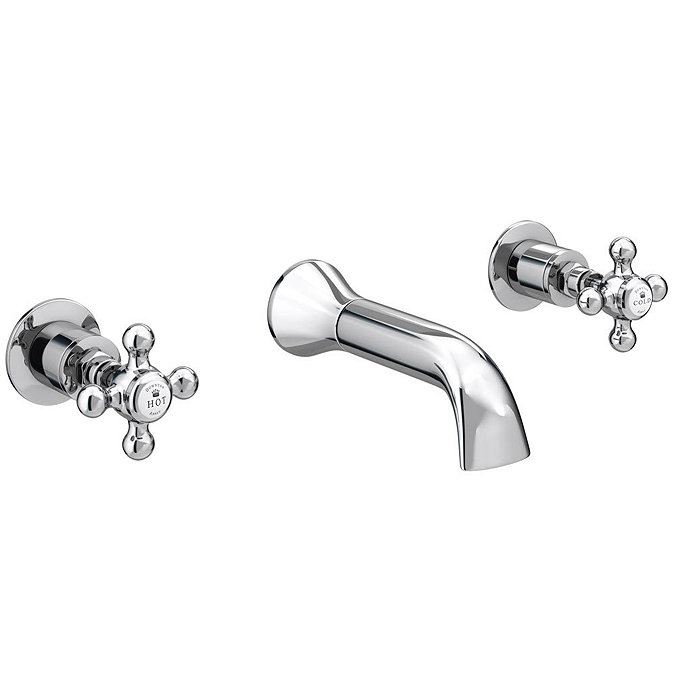 Downton Abbey Traditional Wall Mounted Bath Filler Tap - Chrome Large Image