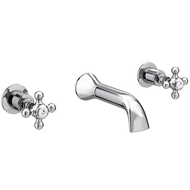 Downton Abbey Traditional Wall Mounted Bath Filler Tap - Chrome Profile Large Image