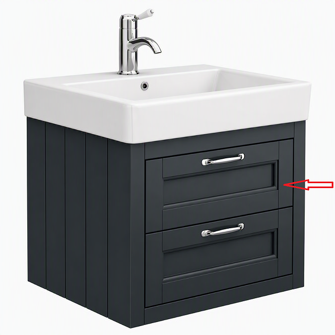 Drawer Fascia for Chatsworth Traditional Graphite 560mm 2 Drawer Wall Hung Vanity Unit