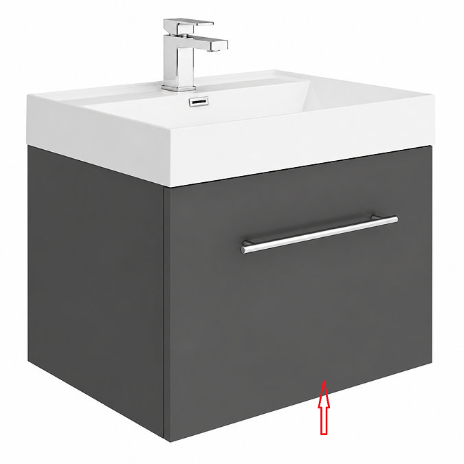 Drawer panel for Valencia 600 Gloss Grey Minimalist Wall Hung Vanity Unit