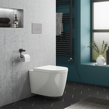 Dual Flush Concealed WC Cistern with Wall Hung Frame + Arezzo Toilet