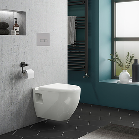 Dual Flush Concealed WC Cistern with Wall Hung Frame + Modern Toilet Round Toilet