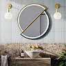 Duet Matt Black & Brushed Brass 800mm Split Circular LED Mirror with Demister, Touch Control & Colour Changing Light