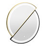Duet Matt Black & Brushed Brass 800mm Split Circular LED Mirror with Demister, Touch Control & Colour Changing Light