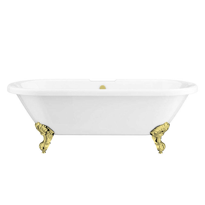 Duke 1695 Double Ended Roll Top Bath + Brushed Brass Leg Set  Profile Large Image