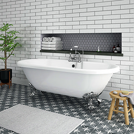 Duke 1695 Double Ended Roll Top Bath + Chrome Leg Set Large Image