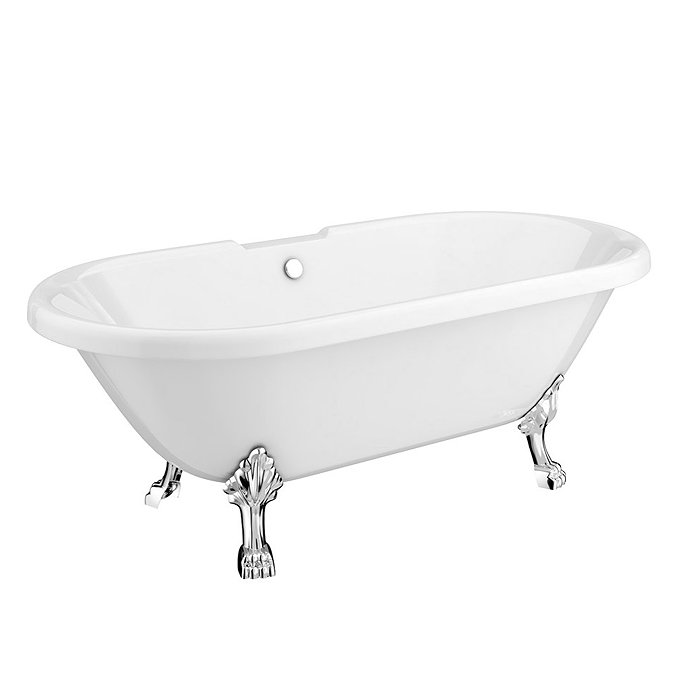 Duke 1695 Double Ended Roll Top Bath with Chrome Leg Set In Bathroom Large Image