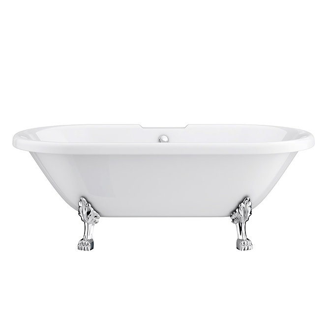 Duke 1695 Double Ended Roll Top Bath with Chrome Leg Set Profile Large Image