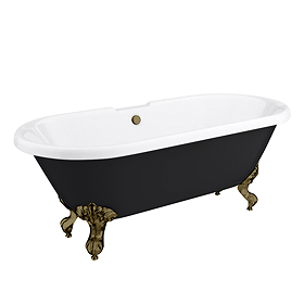 Duke Black 1695 Double Ended Roll Top Bath + Antique Brass Leg Set