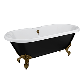 Duke Black 1695 Double Ended Roll Top Bath + Antique Brass Leg Set