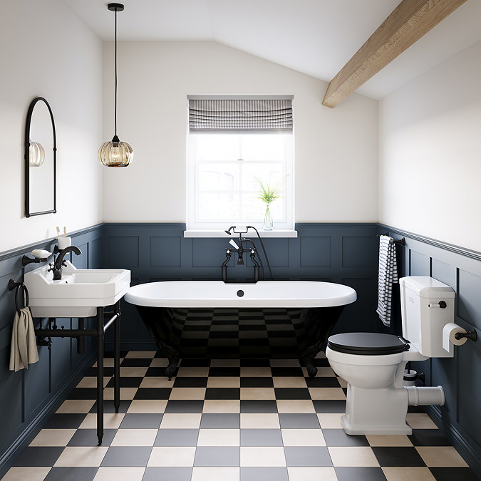 Duke Black 1695 Double Ended Roll Top Bath + Matt Black Leg Set