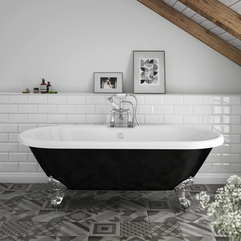 Duke Black 1695 Double Ended Roll Top Bath w. Ball + Claw Leg Set ...
