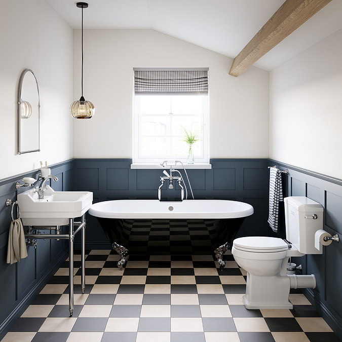 Duke Black 1695 Double Ended Roll Top Bath w. Ball + Claw Leg Set 