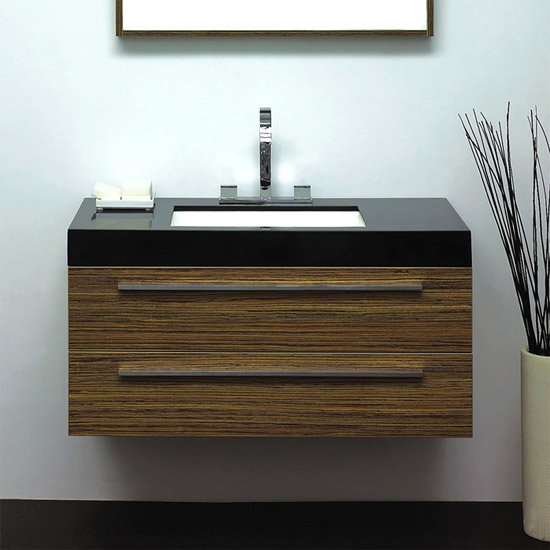 Durab Bella 1000 Zebrano Wall Mounted Vanity Unit with Basin Large Image