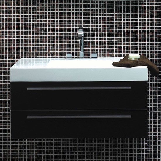 Durab Maria 1000 Wall Mounted Vanity Unit with Basin - Blackwood Large Image