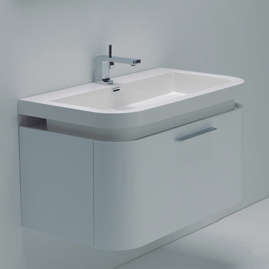 Durab Sienna 900 Wall Mounted Vanity Unit with Basin - White Large Image