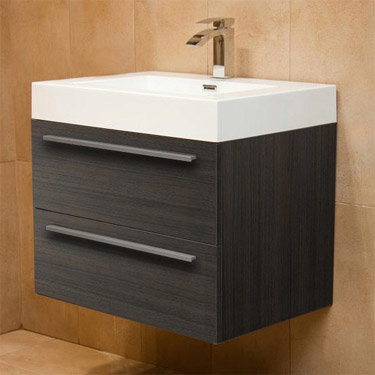 Durab Signature 690 Wall Mounted Vanity Unit with Basin & Side Cabinet - Grey Oak Feature Large Image