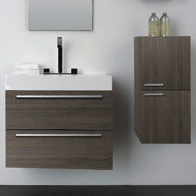 Durab Signature 690 Wall Mounted Vanity Unit with Basin & Side Cabinet - Grey Oak Large Image