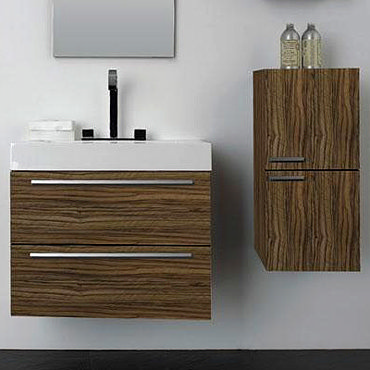 Durab Signature 690 Wall Mounted Vanity Unit with Basin & Side Cabinet - Walnut Profile Large Image