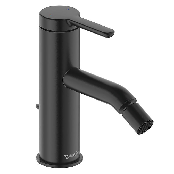 Duravit C.1 Single Lever Bidet Mixer with Pop-up Waste - Matt Black - C12400001046 Large Image