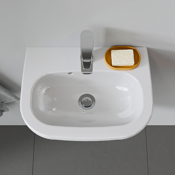 Duravit D-Code 450mm 1TH Handrinse Basin + Semi Pedestal  Standard Large Image