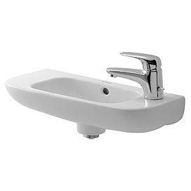 Duravit D-Code 500mm 1TH Wall Hung Handrinse Basin - Right Hand - 07065000082 Large Image