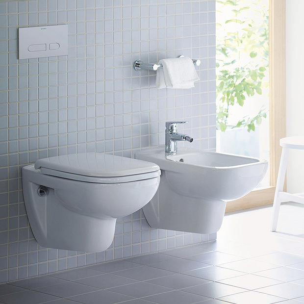 Duravit D-Code Rimless HygieneGlaze Wall Hung Toilet + Seat  Newest Large Image