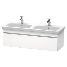 Duravit DuraStyle 1300mm 1-Drawer Wall Mounted Double Basin Vanity Unit - White Matt Large Image