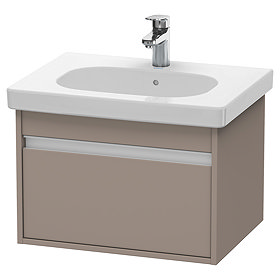 Duravit Ketho 600mm 1-Drawer Wall Mounted Vanity Unit with D-Code Basin - Basalt Matt Large Image