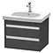 Duravit Ketho 600mm 2-Drawer Wall Mounted Vanity Unit with D-Code Basin - Graphite Matt Large Image