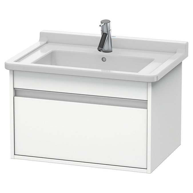 Duravit Ketho 650mm 1-Drawer Wall Mounted Vanity Unit with Starck 3 Basin - White Matt Large Image