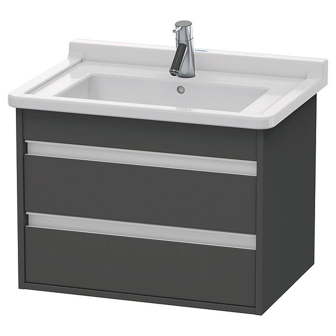 Duravit Ketho 650mm 2-Drawer Wall Mounted Vanity Unit - Graphite Matt Large Image