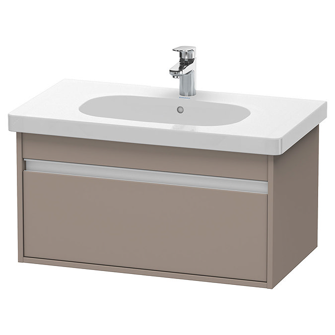 Duravit Ketho 800mm 1-Drawer Wall Mounted Vanity Unit with D-Code Basin - Basalt Matt Large Image