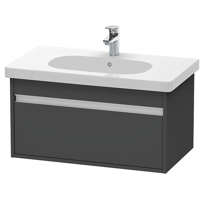 Duravit Ketho 800mm 1-Drawer Wall Mounted Vanity Unit with D-Code Basin - Graphite Matt Large Image