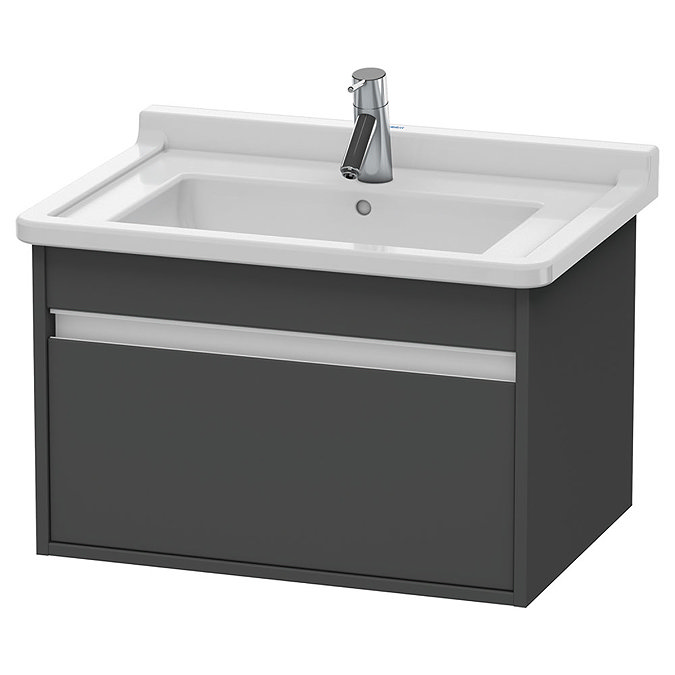 Duravit Ketho 800mm 1-Drawer Wall Mounted Vanity Unit with Starck 3 Basin - Graphite Matt Large Imag