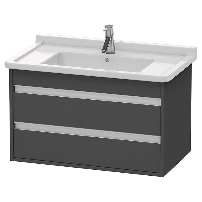 Duravit Ketho 800mm 2-Drawer Wall Mounted Vanity Unit - Graphite Matt Large Image