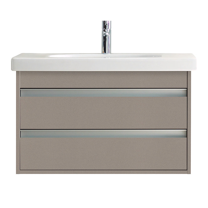 Duravit Ketho 800mm 2-Drawer Wall Mounted Vanity Unit with D-Code Basin - Basalt Matt Profile Large