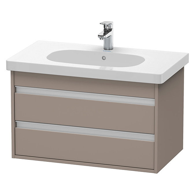 Duravit Ketho 800mm 2-Drawer Wall Mounted Vanity Unit with D-Code Basin - Basalt Matt Large Image