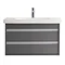 Duravit Ketho 800mm 2-Drawer Wall Mounted Vanity Unit with D-Code Basin - Graphite Matt  Profile Lar