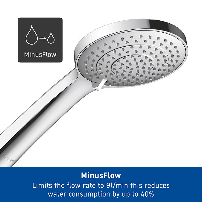 Duravit MinusFlow 110mm Shower Handset with 3 Spray Patterns - Chrome