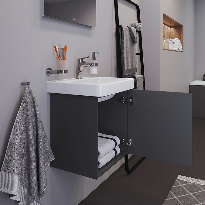 Duravit No.1 450mm Graphite Matt Wall Mounted Vanity Unit with Basin  additional Large Image