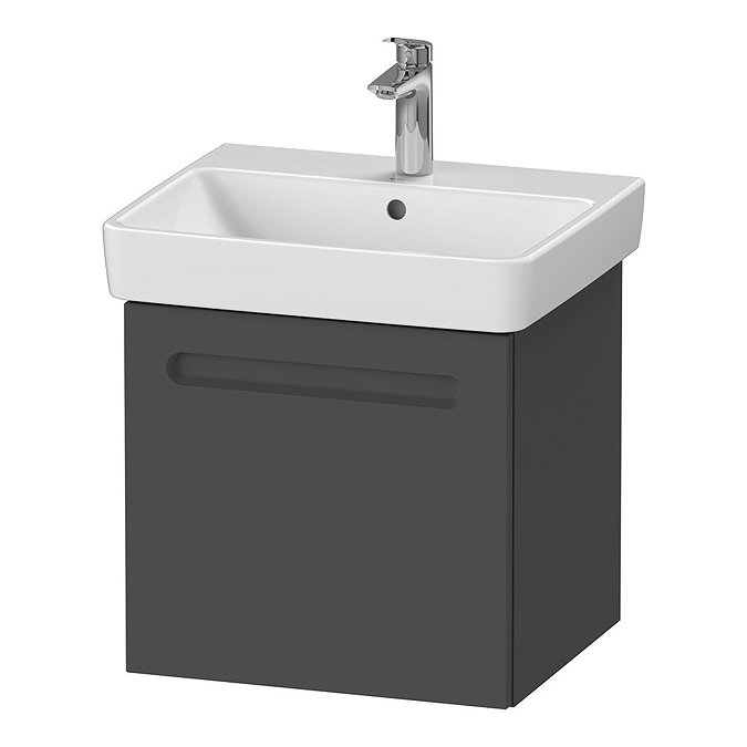 Duravit No.1 550mm Graphite Matt 1-Drawer Wall Mounted Vanity Unit with Basin (Trap Cut-Out) Large I