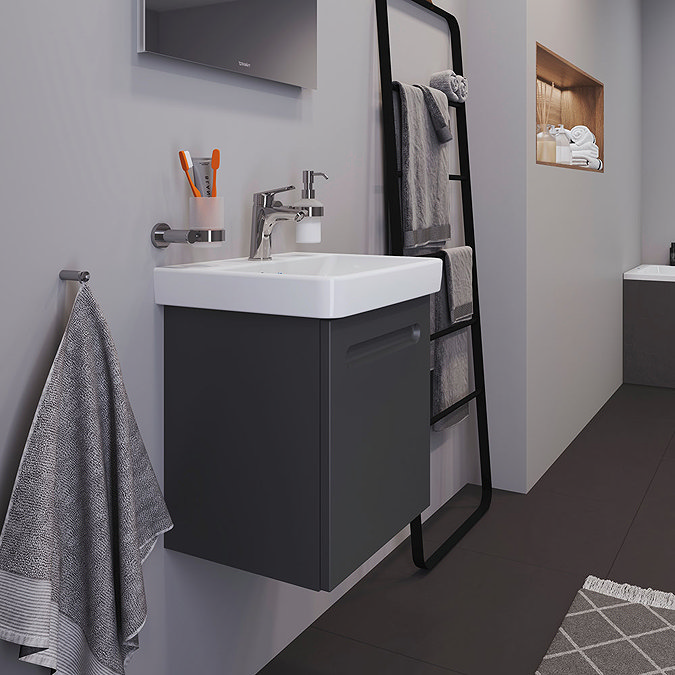 Duravit No.1 550mm Graphite Matt 1-Drawer Wall Mounted Vanity Unit with Basin  In Bathroom Large Image