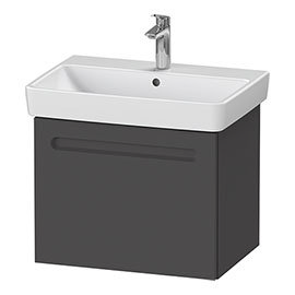 Duravit No.1 650mm Graphite Matt 1-Drawer Wall Mounted Vanity Unit with Basin (Trap Cut-Out) Medium 