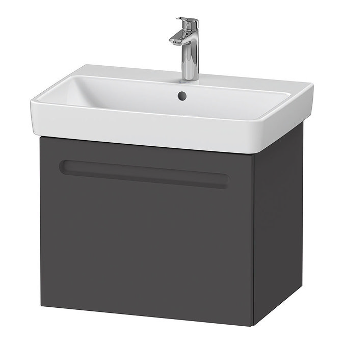 Duravit No.1 650mm Graphite Matt 1-Drawer Wall Mounted Vanity Unit with Basin (Trap Cut-Out) Large I