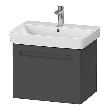 Duravit No.1 650mm Graphite Matt 1-Drawer Wall Mounted Vanity Unit with Basin (Trap Cut-Out)  Profile Large Image