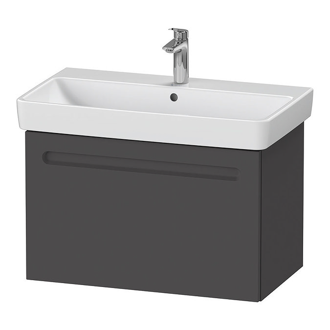 Duravit No.1 800mm Graphite Matt 1-Drawer Wall Mounted Vanity Unit with Basin (Trap Cut-Out) Large I